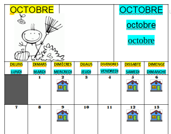 Mod&egrave;le de calendrier et rituel li&eacute;